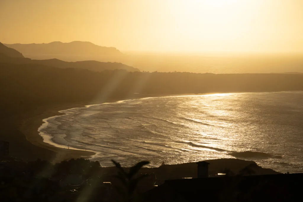 Sunset over the beach in Galicia