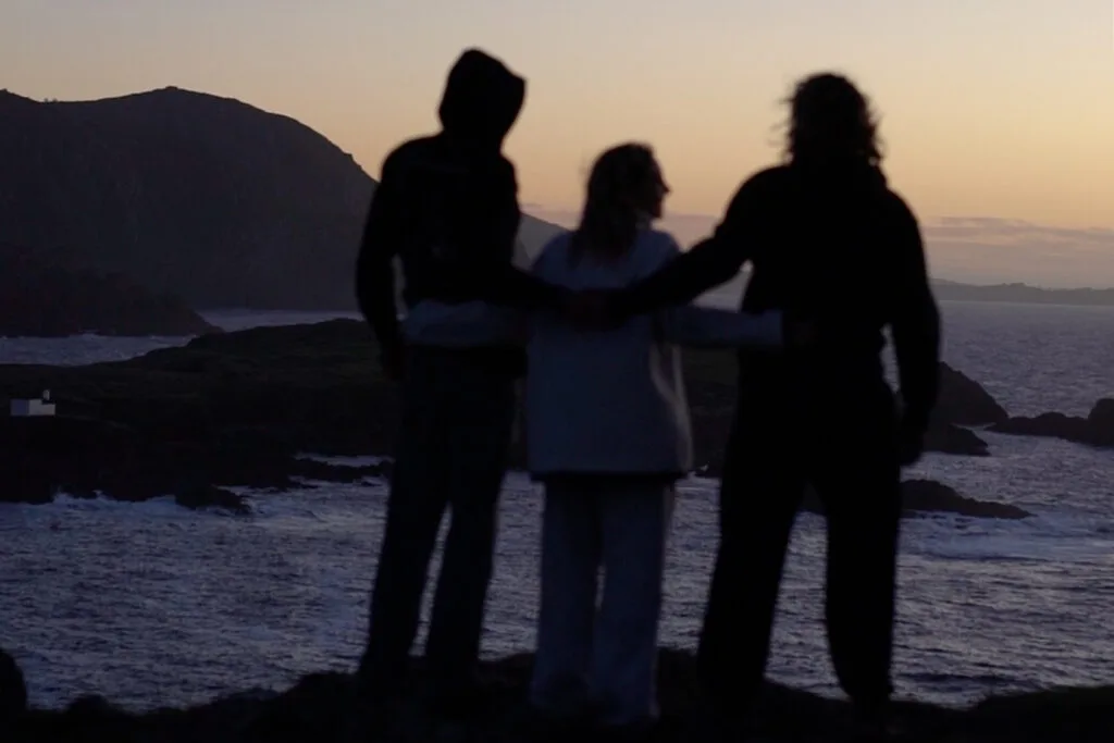 Three friends enjoying the views of Galicia