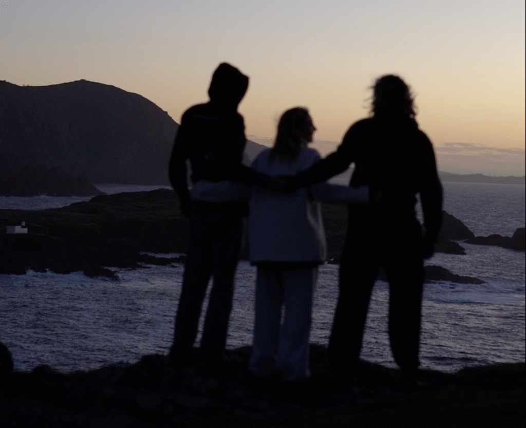 Three friends enjoying the views of Galicia
